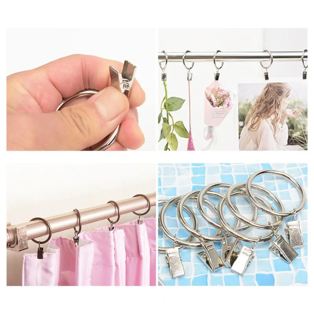 Easy Hang Curtain Clips 10pcs Metal Curtain Clip Rings Sturdy Drapery Clips for Panels Smooth Pull Load-bearing Rings