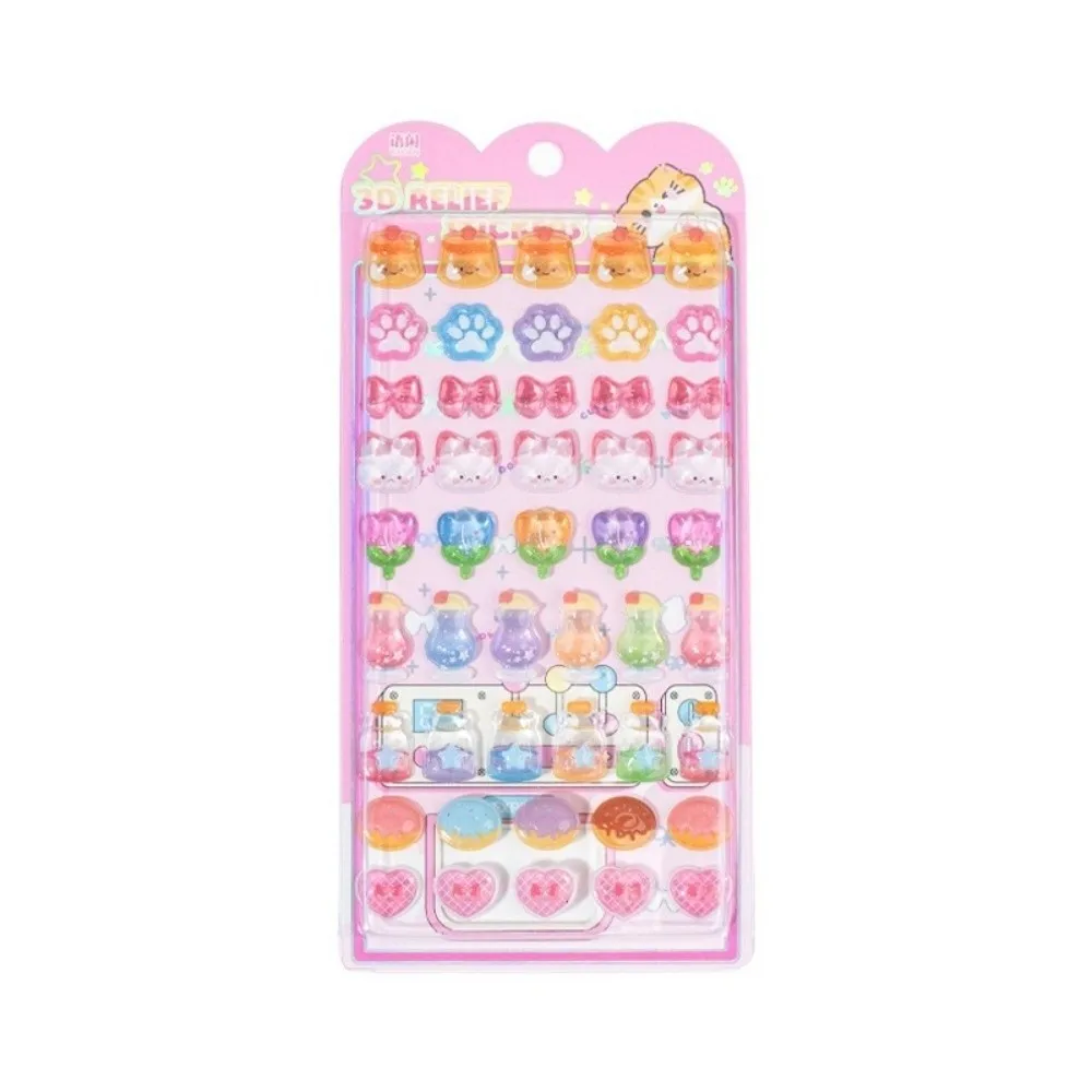 Niedliche 3D-Relief-Aufkleber mit Partikelmuster, Tier-Serie, DIY 3D-Relief-Sticker, Dekorative Süße Bonbon-Papieraufkleber