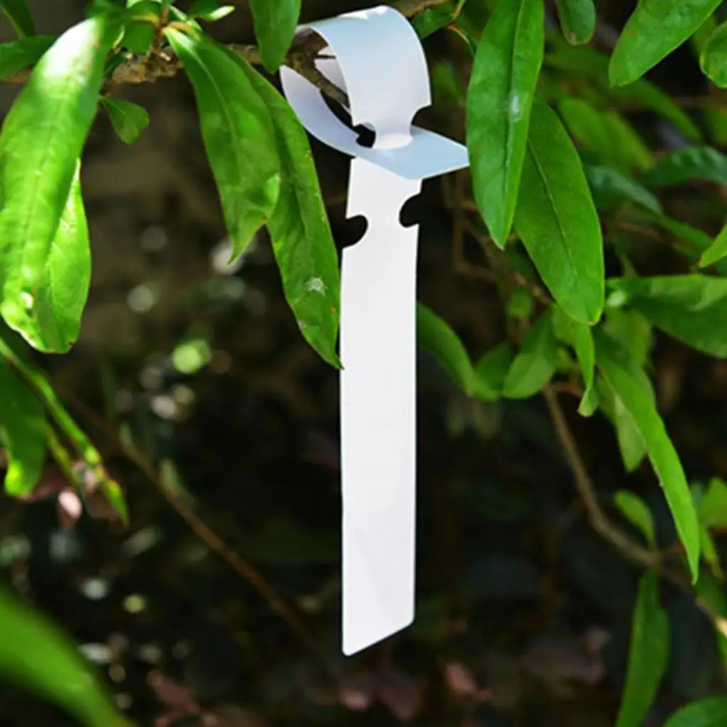 

100 Pcs White Plastic Plant Tree Tags Nursery Garden Lables 2x20cm Wrap Around Hanging Tags Nursery Garden Stakes