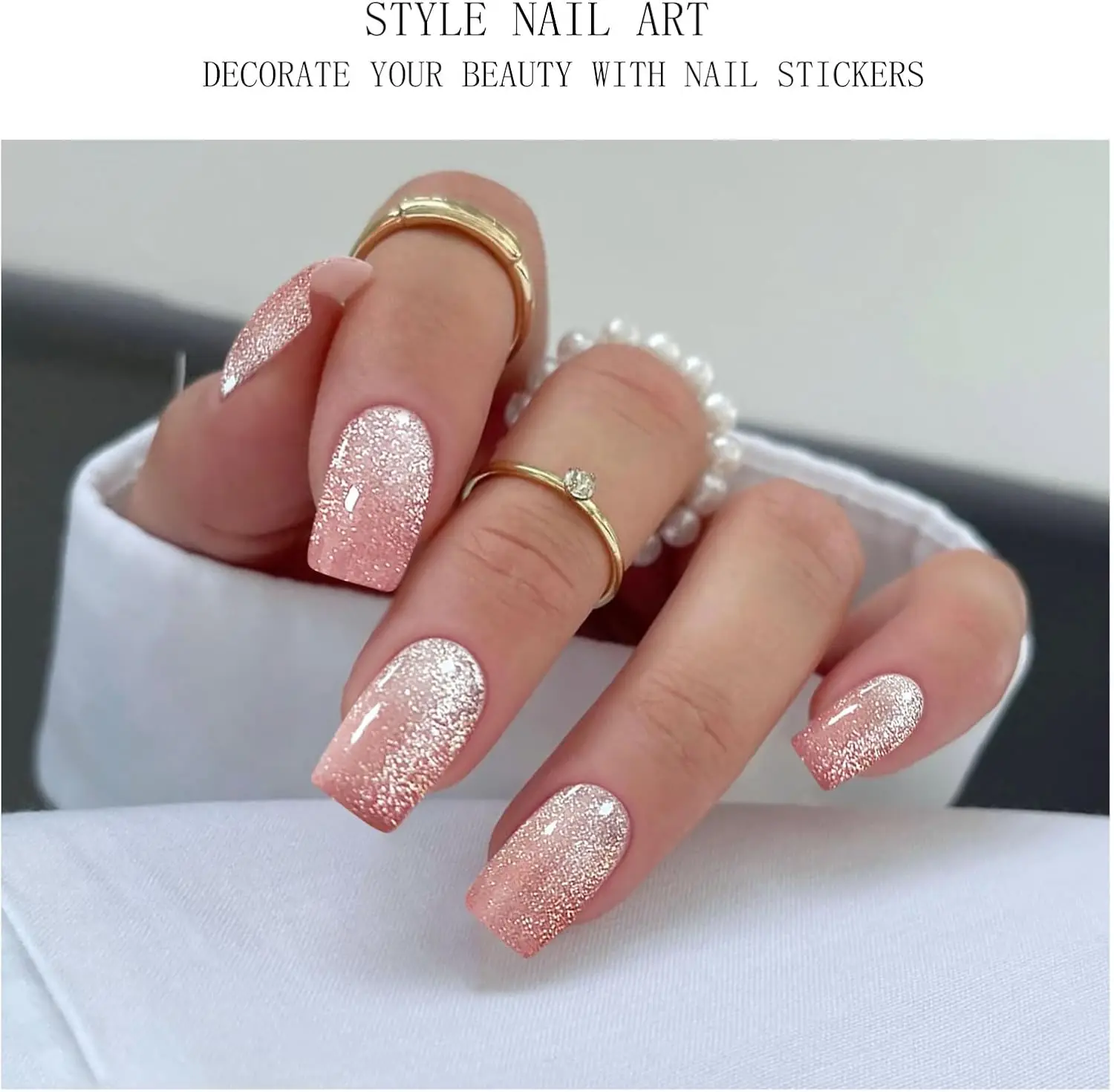 ملصقات أظافر جل وردي كريمي شبه معالج شرائط أظافر جل يلتف الأشعة فوق البنفسجية/LED تصميم فني للأظافر إكسسوارات الديكور