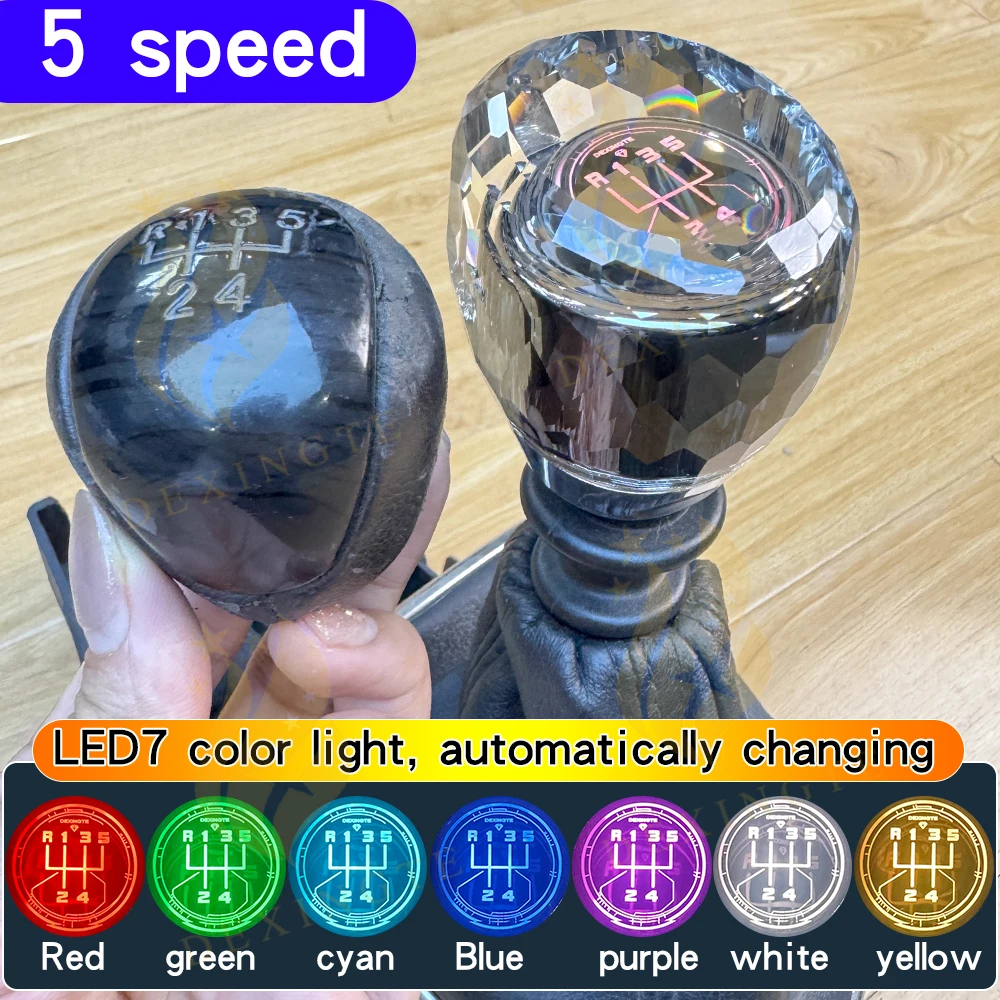 

Upgrade LED light crystal 5 6 speed manual gear shift knob car universal accessories 10mm For hyundai ix35 Accent Forte Elantra