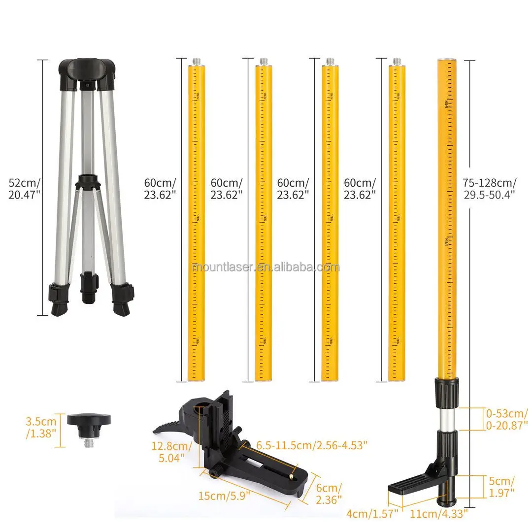 Telescoping Laser Level Support Pole With Tripod And Mount For Lasers Level Of Rotary And Line Lasers