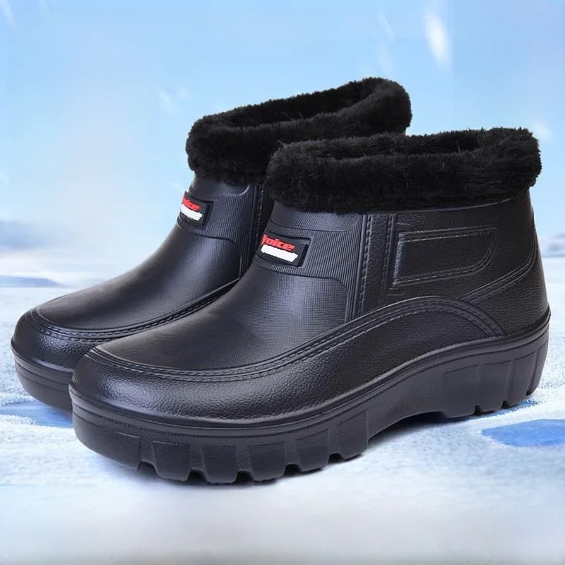 

Warm Fce Lined Rain Boots Snow Boots Fiing Kitchen Outdoor Chef Work oes Waterproof Cotton oes for Men And Women