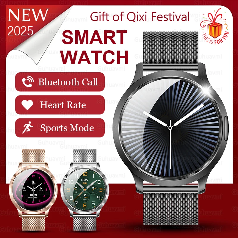 

2025 New Fashion Smart Watch Women AMOLED Screen Waterproof Bluetooth Call Heart Rate Monitor Fitness Smartwatch Men Women Gifts