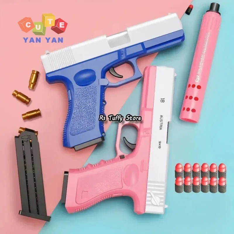 Ragazzi fai da te Soft Bullet Toy Gun Foam Ejection Toys freccette Blaster Pistol pistole softair manuali con silenziatore per bambini giocattoli regalo per adulti