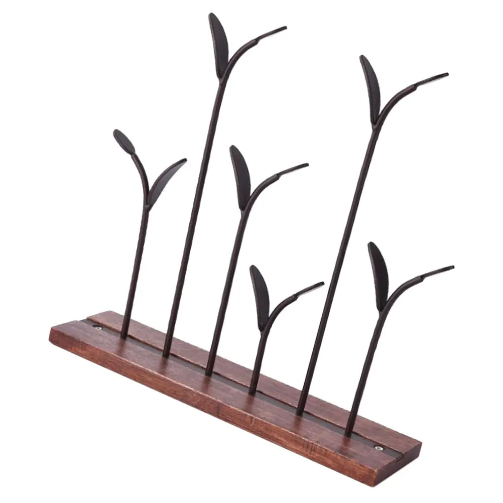 

Iron Key Holder Rack Shelf Storage Decor Y Shaped Wooden Base Metal Home nament Jewelry Sturdy