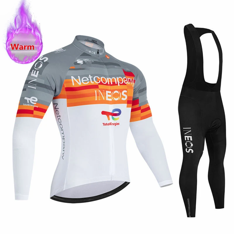 Ineos Team Winter Long Sleeve Thermal Fleece Cycling Jersey Set Bib Pants Ropa Ciclismo Bicycle Clothing MTB Bike Jersey Uniform - view 5