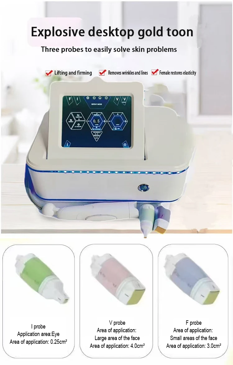 Macchina per la rimozione delle rughe del dispositivo di bellezza di serraggio dorato portatile della biblioteca intelligente per il rassodamento del lifting del viso