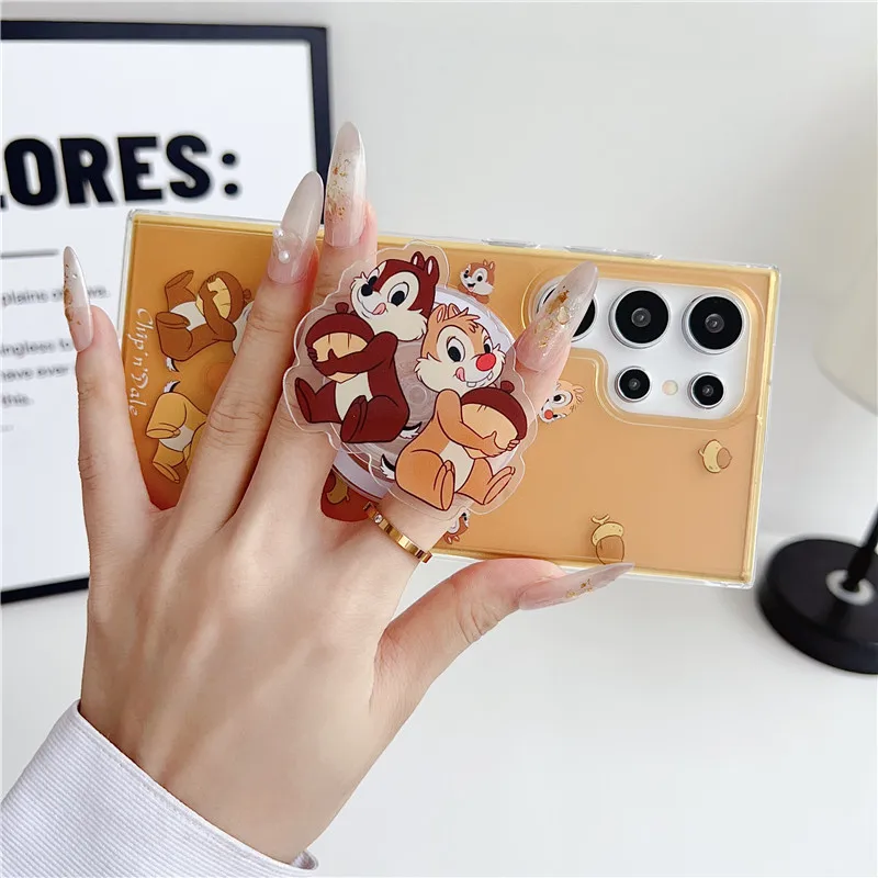 

Disney Chip 'n' Dale Holder For Magsafe Phone Case For Samsung Galaxy S23 S24 Plus Ultra Magnetic Wireless Charge Cartoon Cover