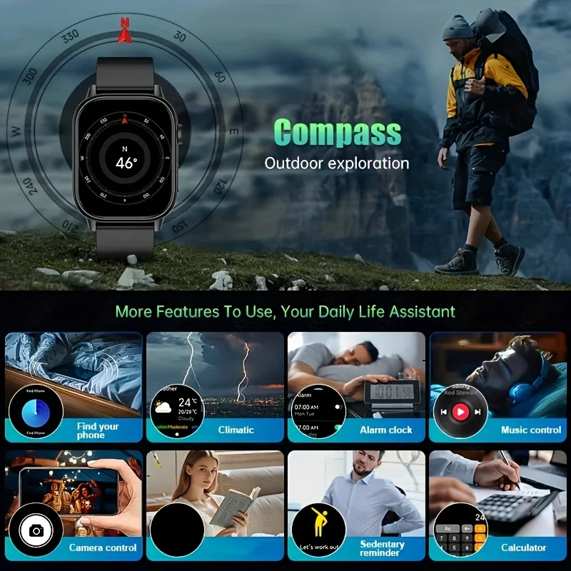 2025 Military GPS Smart Watch Men Flashlight Compass Waterproof Outdoor Sports Tracker Bluetooth Call Smartwatch For Android IOS