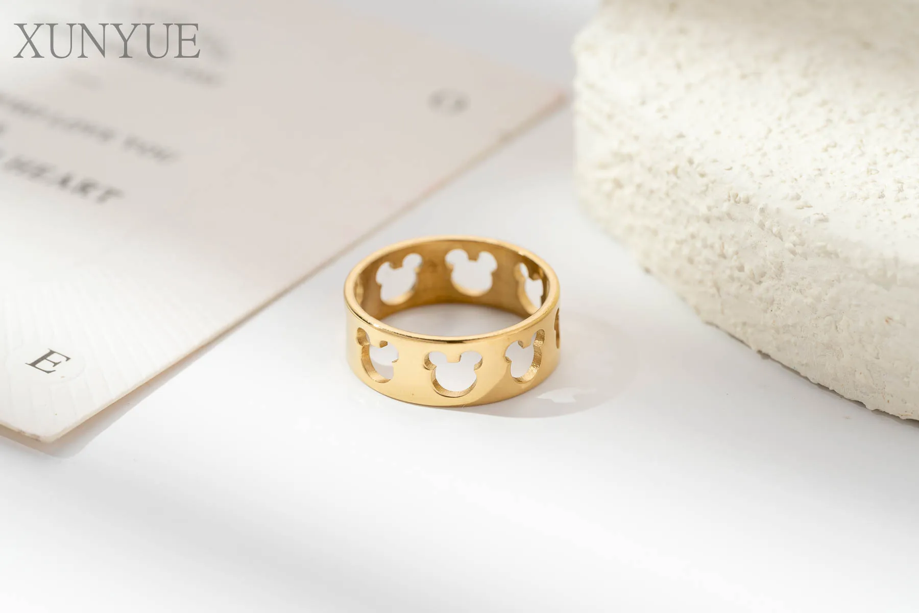 Bear Cross Butterfly Paw Print Ring Pet Memorial Hearts Dog Mom Pet Loss Paw Print Stainless Steel Jewelry Love My Pet