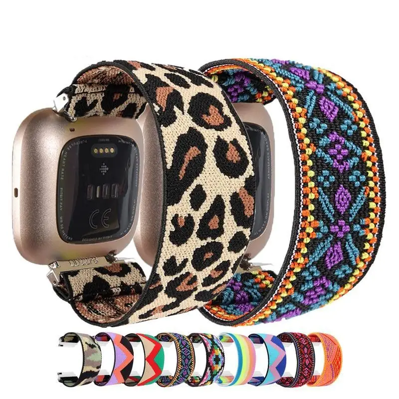 Scrunchie Strap for Fitbit Versa/Versa 2/Versa Lite Bracelet Nylon Watch Band Women Wristband Elastic Loop Sport Band Versa 3