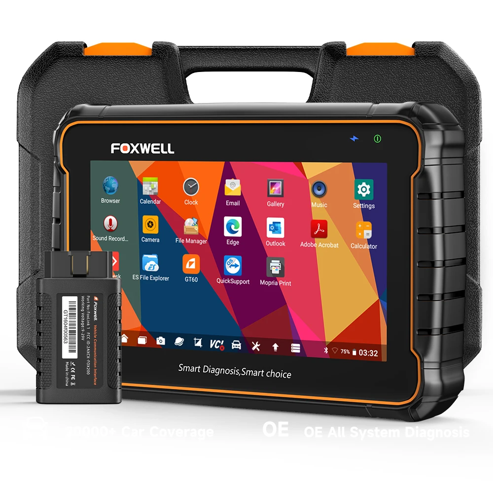 FOXWELL GT60 BT OBD2 Kfz-Diagnosegerät Bidirektional 28+ Servicefunktionen mit CAN-FD DOIP Auto-Codeleser Alle-System-Diagnose-Scan-Tool