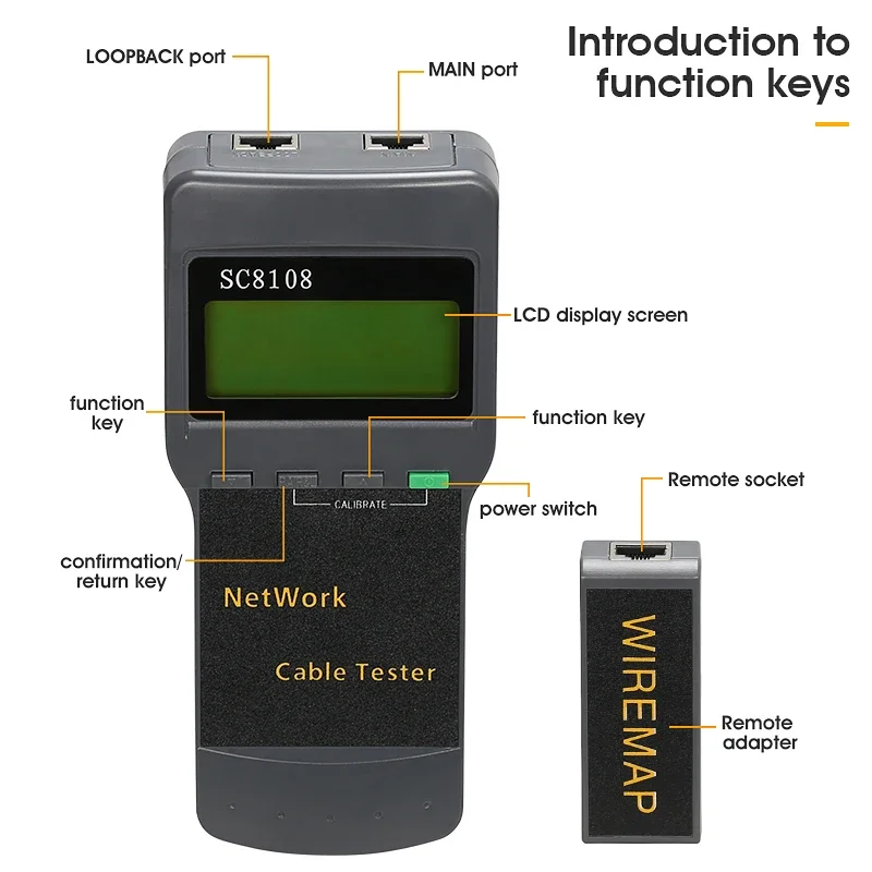 SC8108 Portable LCD Network Tester Meter&LAN Phone Cable Tester Meter with LCD Display CAT5 RJ45