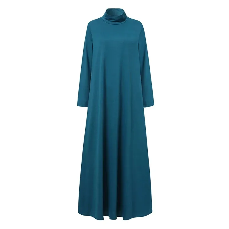 Fashion Autumn Turtleneck Long Sleeve Sundress Women Maxi Long Dress ZANZEA Elegant Solid Casual Robe Femme Kaftan Party Vestido