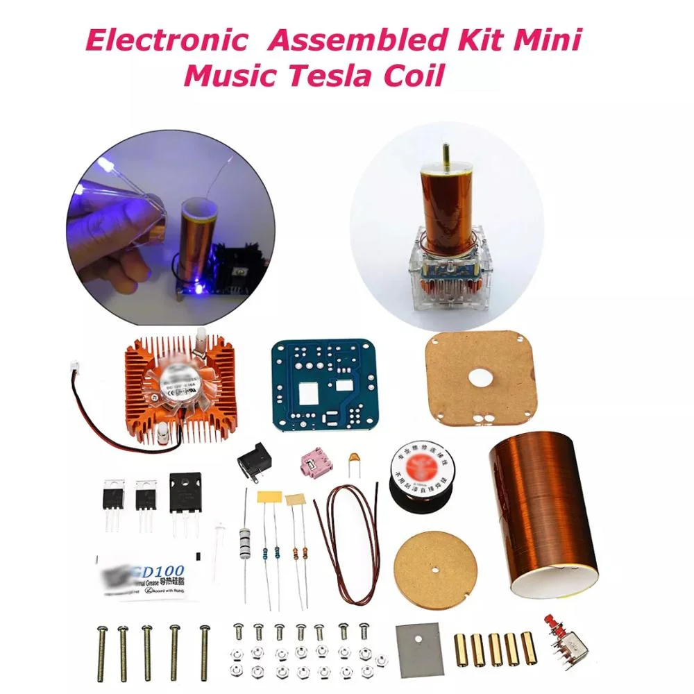 Mini bobina Tesla de 15W, altavoz de Plasma, generador de arco Tesla, transmisión inalámbrica, DC 15-24V, Kit electrónico DIY