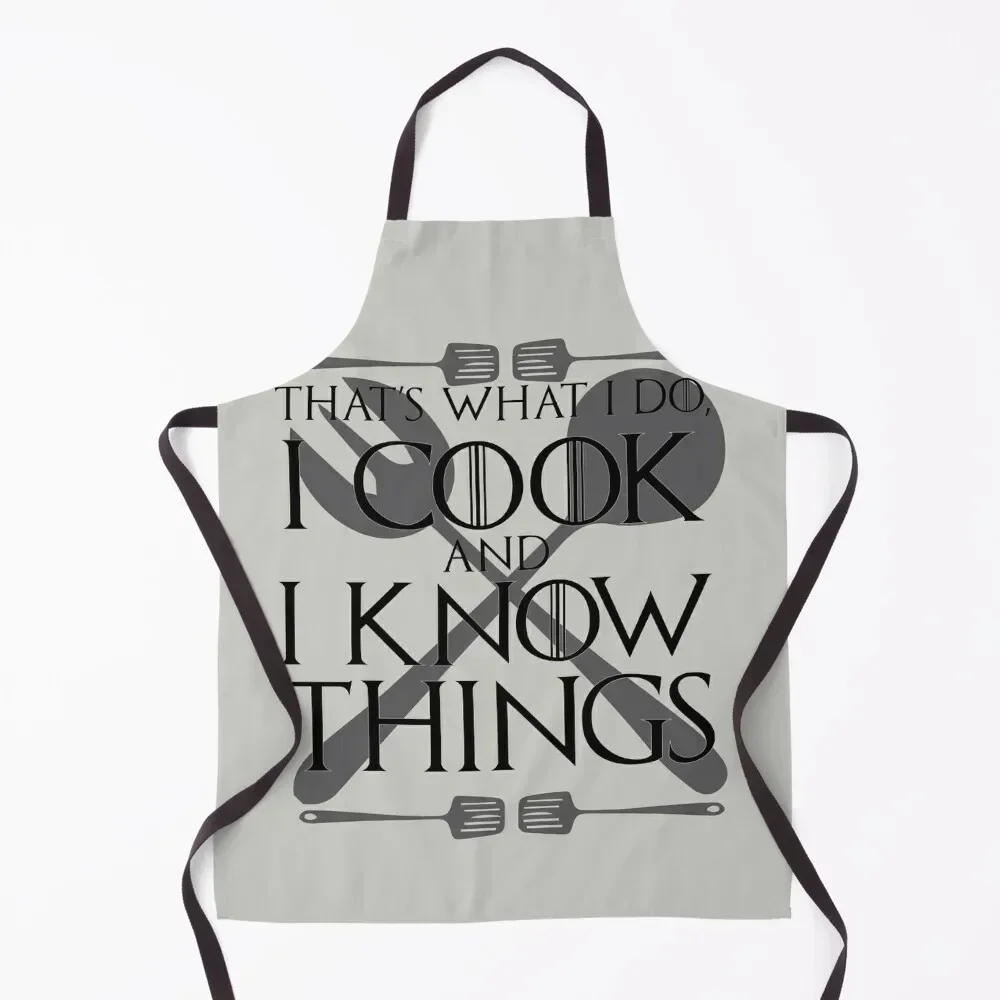 

I Cook and I Know Things Gift Apron nail tech supplies cleanings Barista Apron