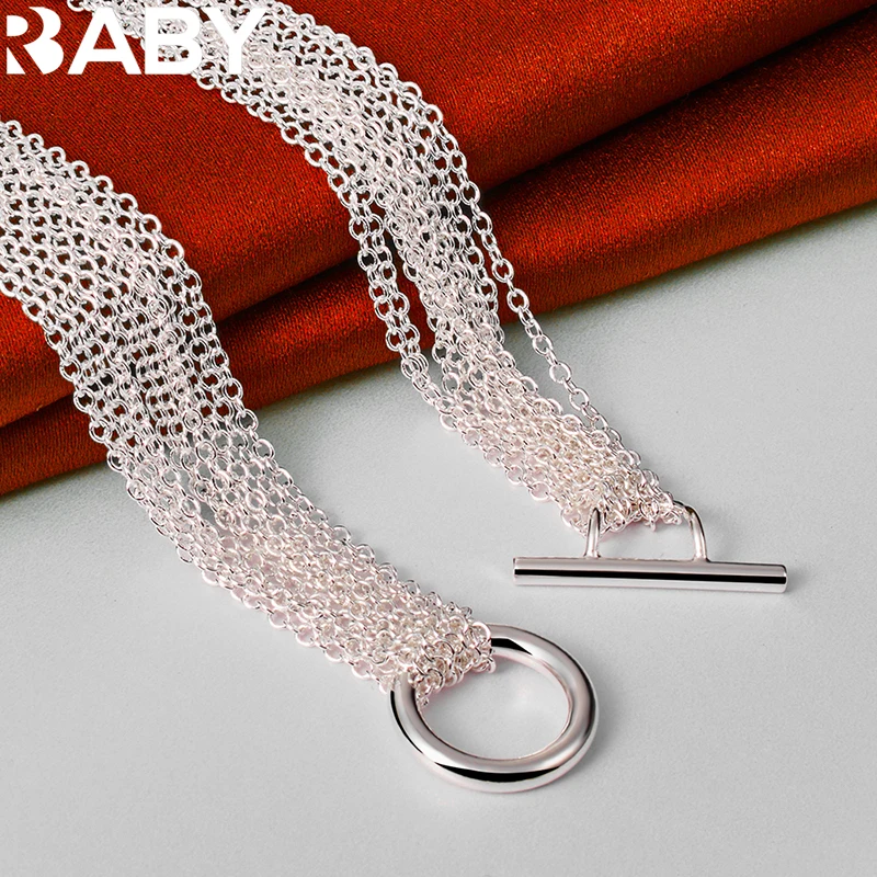 925 Sterling Silver Romantic Tassels Multi-Chain Heart Necklace For Woman Wedding Fashion Charm Jewelry Valentine'S Day Gifts