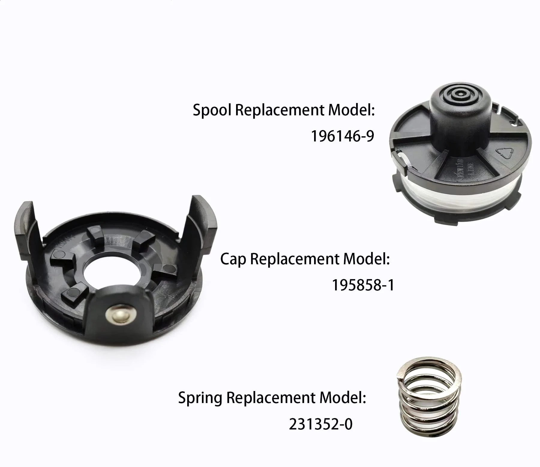 8PCS Trimmer Line Spool Cover Spring For DUR181Z DUR181RF Grass Trimmer Head Replacement Parts Lawn Accessories Black