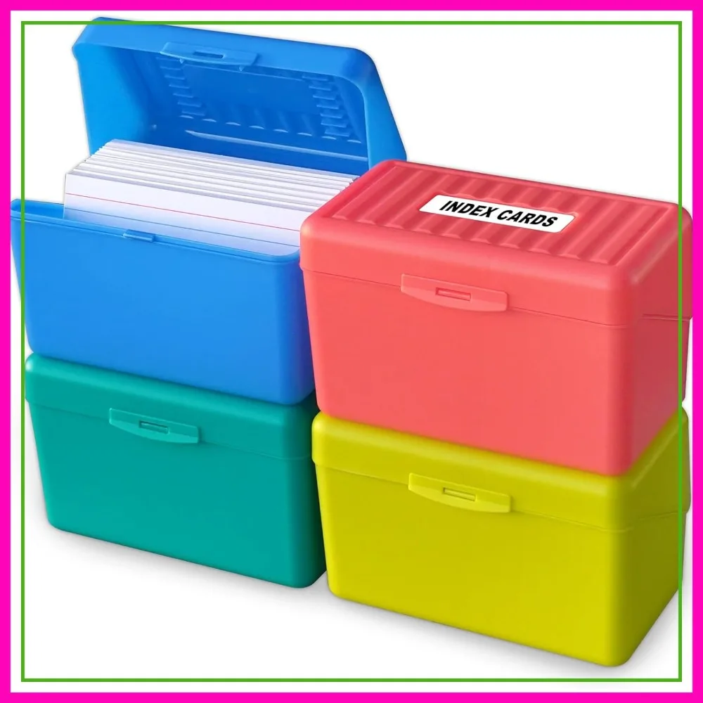 

Olivo Index Card Holder Box 3x5 Flash Note Card Organizer Case for 3x5 Cards, 4 Colors Pack