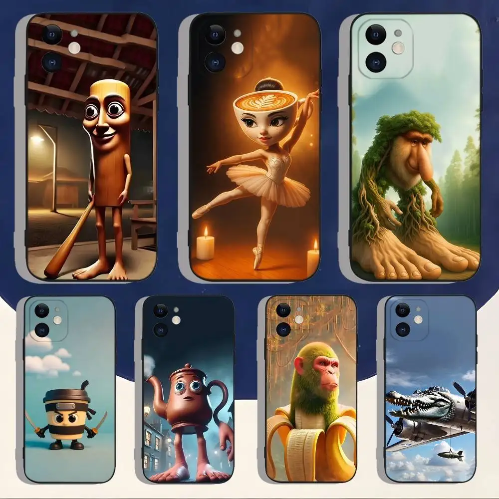 

Funny Tung Tung Sahur Phone Case For iPhone 17 16 15 11 12 14 13 Pro Max Mini X XS XR 7 8 Plus SE4 16E Shockproof Silicone Cover