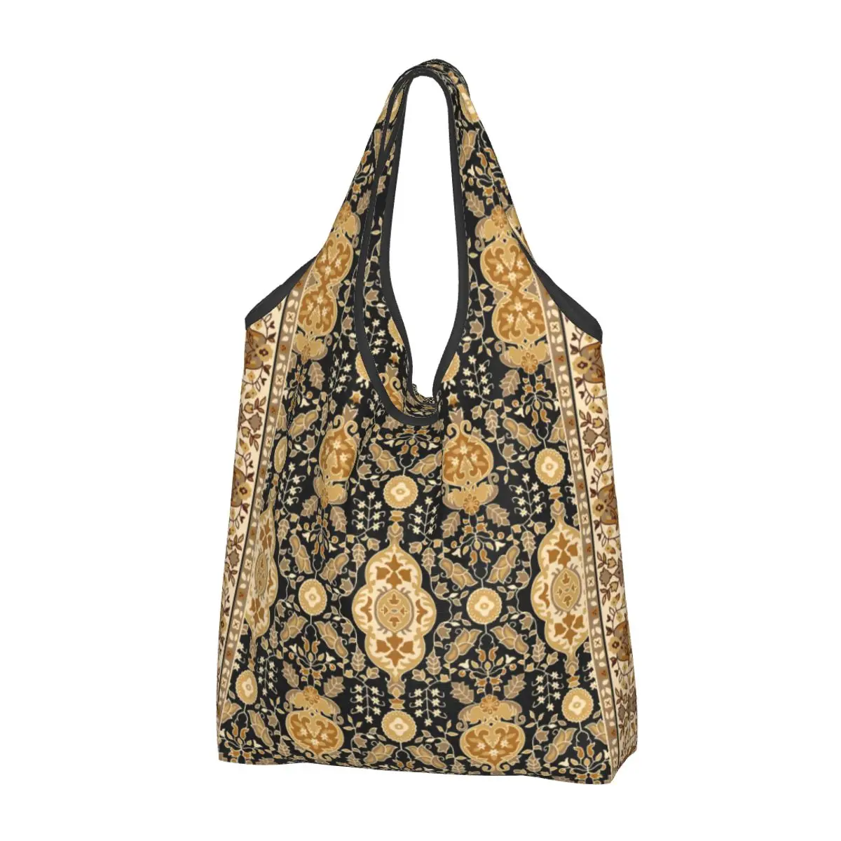 Fashion Printed Bohemian Antique Persian Carpet Shopping Tote Bag Portable Shoulder Shopper Ethnic Tribal Rug Style Handbag