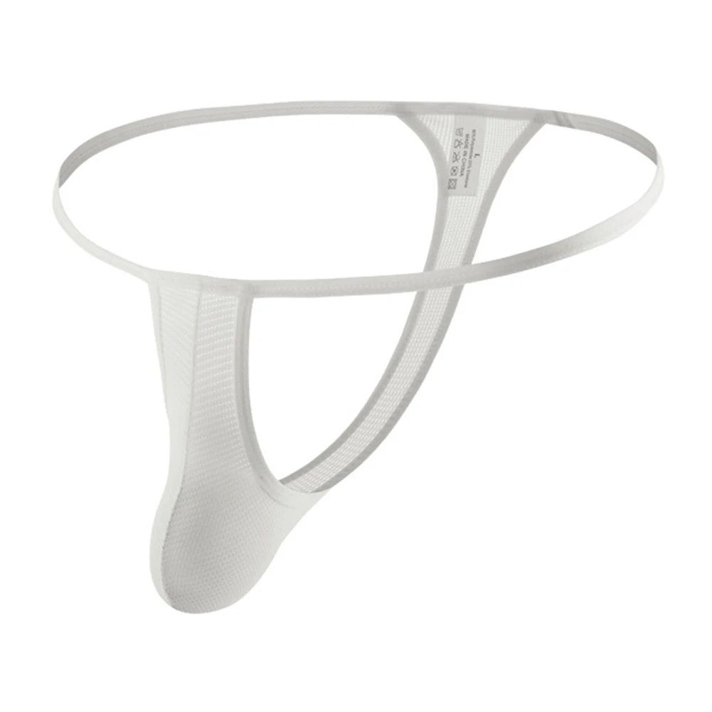 

Мужские однотонные сексуальные сетчатые стринги, эротическое дышащее нижнее белье с Т-образной спинкой, трусы с U-образной сумкой, трусики с открытой попкой, стринги, стринги