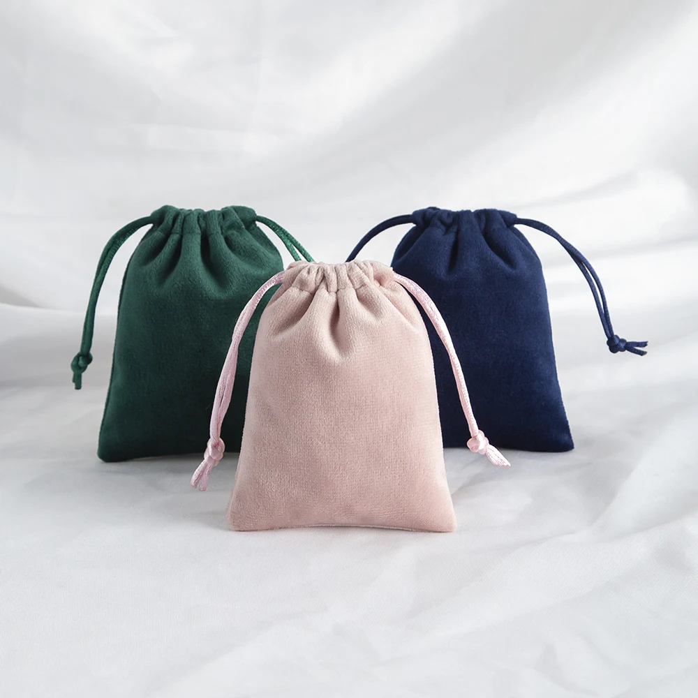 5pcs Soft Velvet Jewelry Drawstring Bag Ring Earring Bracelet Pendnat Packaging Gift Present Wedding Party Portable Storage Sack