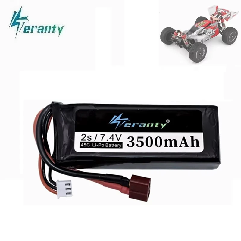 Verbesserter 2s 7,4V 3500mAh Lipo-Akku für Wltoys 1/14 144001 124016 124017 124018 124019   RC Autobatterie Teile mit T-Stecker