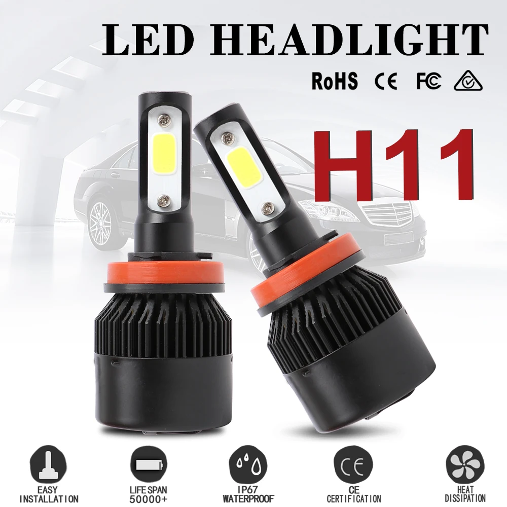 

2Pcs H4 H7 Led Headlight Bulb Cold White 6500k High Low Beam Surface COB Chip H8 H13 H11 H1 H3 9006 8000Lm 72W Car lights Lamps
