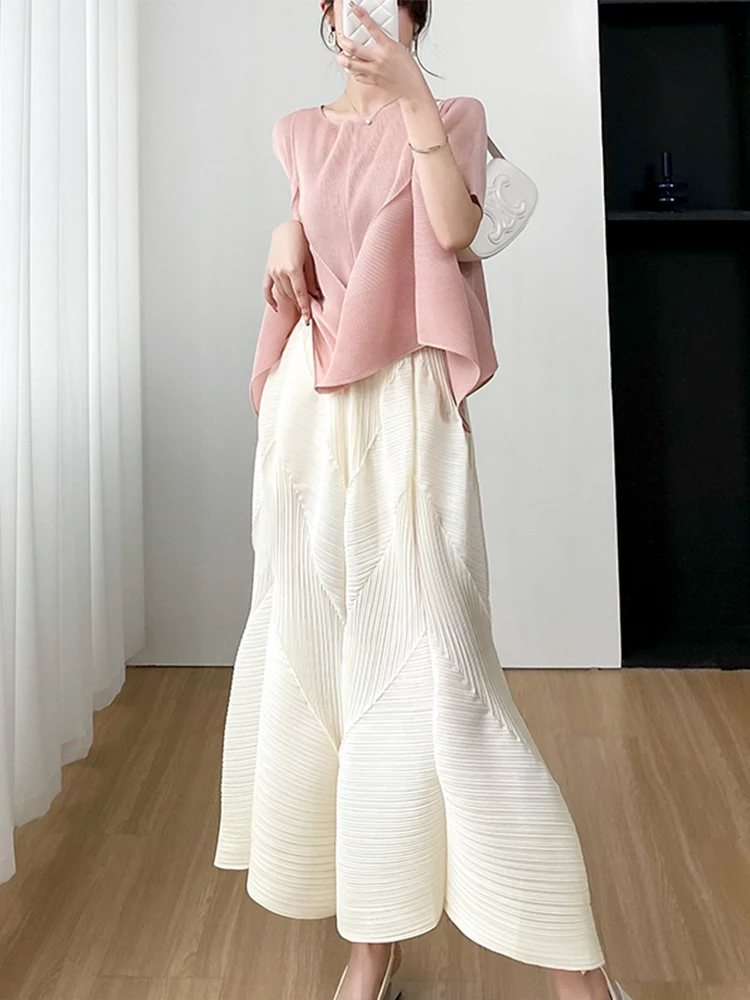 

Summer New Style Women's Loose A-Line Skirt High Waist Pleated Casual Long Skirt plus Size Fashionable Versatile Slimming Skirt