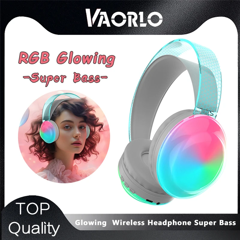 New Wireless Bluetooth Headphones RGB Flowing Colorful Lamp Head Earphones Hifi Stereo Noise Reduction Gaming Headsets With Mic