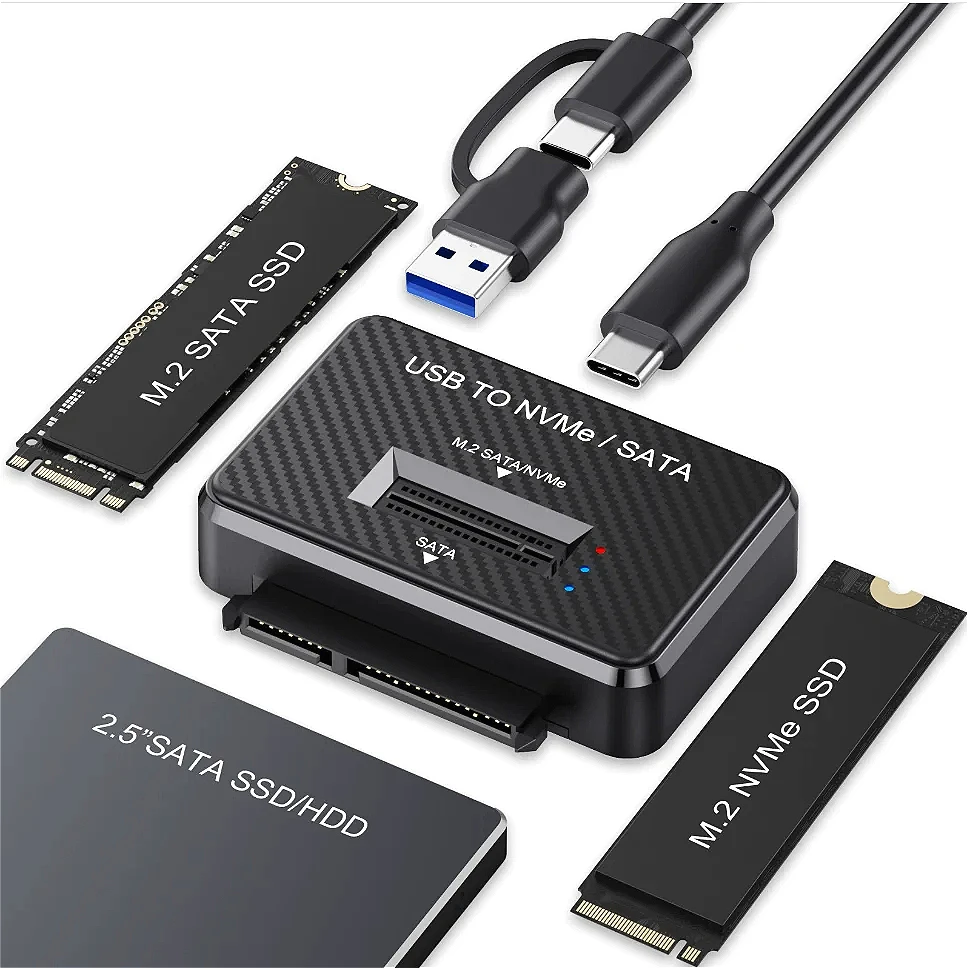 M2 USB 3.1 to NVMe SATA 10Gbps Direct Plug 2.5 inch SATA SSD HDD Adapter for 2230 2242 2280 22110 M.2 SSD Enclosure Docking Base