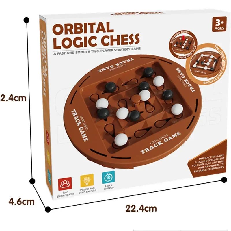 Dual Player Track Rotating Logic Chess Game Black White Four-in-a-Row Board Educational Strategy Tabletop Toy Track Game