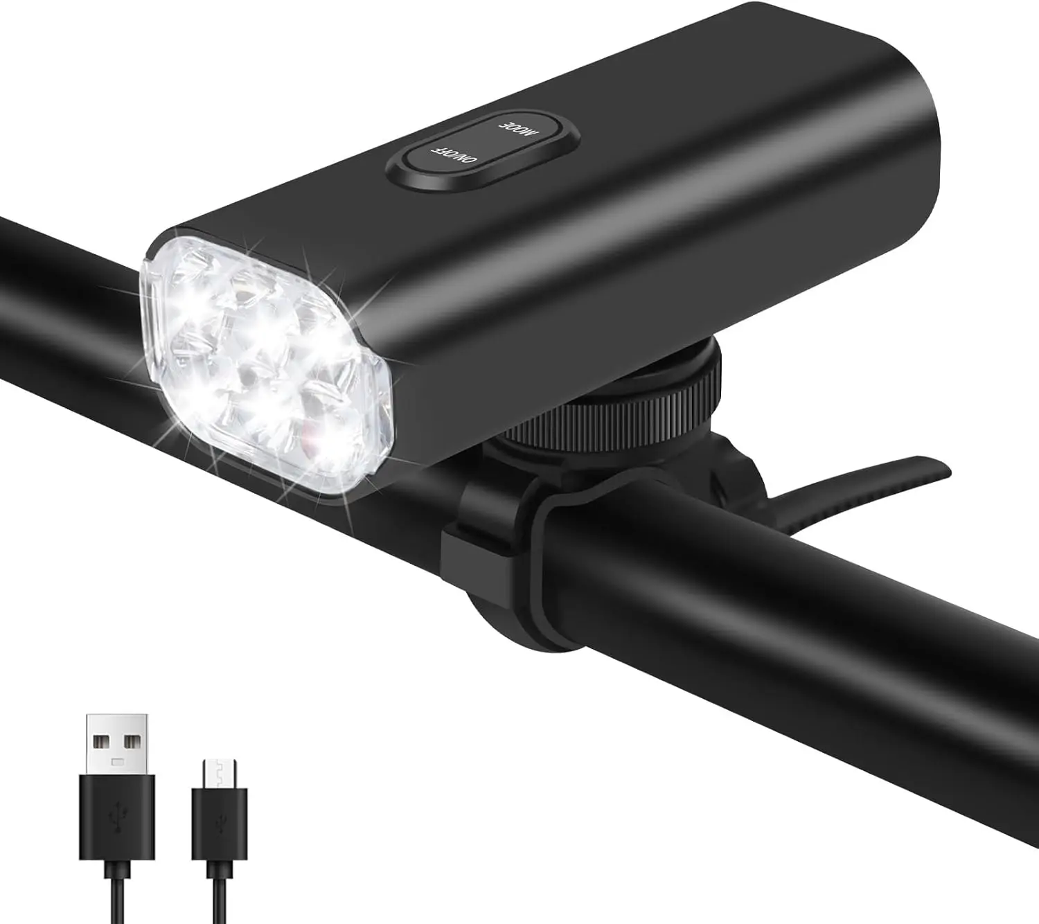 

6 LED Rechargeable Bike Headlight, 2000LM Front Light, Adjustable Mount, IPX6 Waterproof, Fits All Bikes