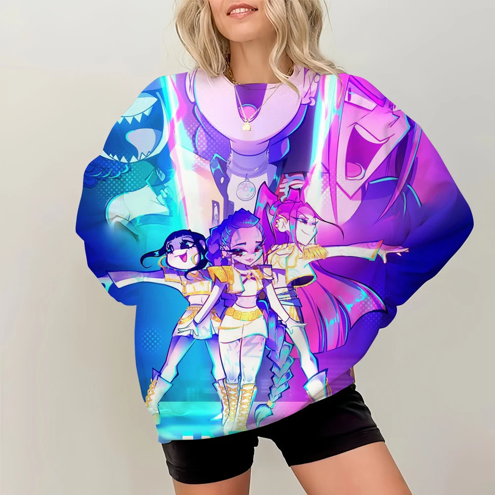 Pullover da donna autunno e inverno KPop Demon Hunters abbigliamento sportivo top casual ampio Nuova felpa girocollo casual a maniche lunghe