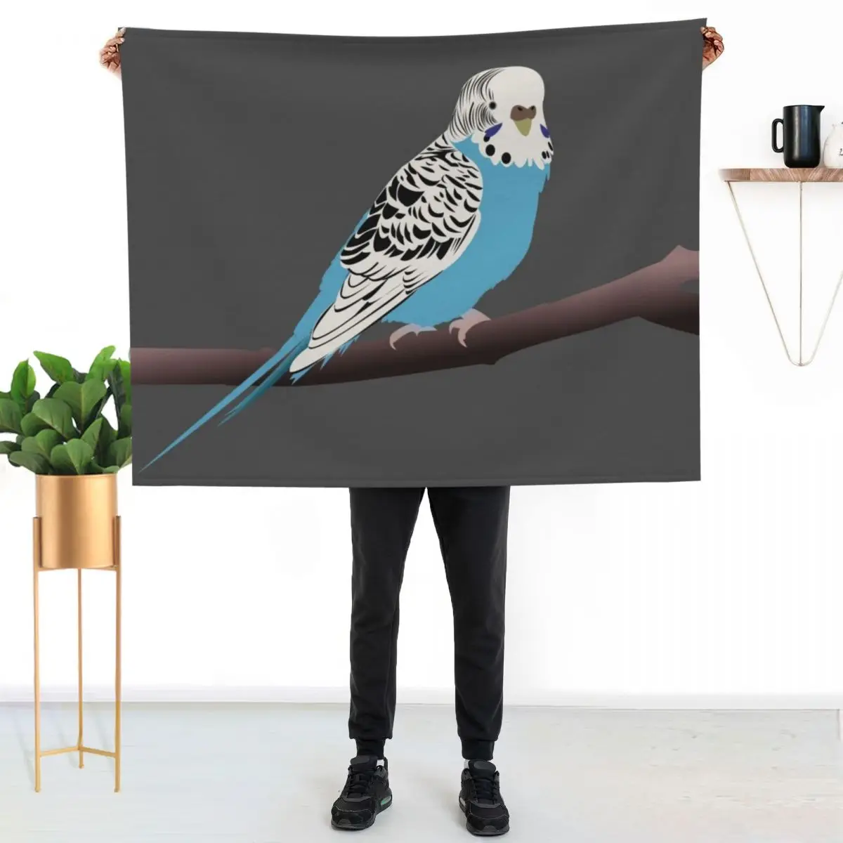 Blue Parakeet/Budgie Throw Blanket Retros Sofas Camping sofa bed Furrys Stuffeds Blankets