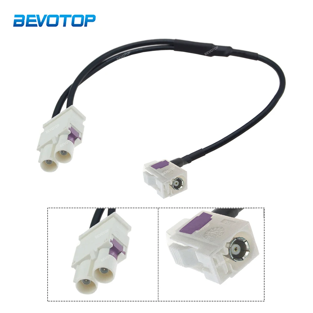 

BEVOTOP Car Splitter Cable Twin Fakra B Male Plug to Fakra B Female Right Angle 90° Jack RG174 Pigtail Radio Antenna Adapter