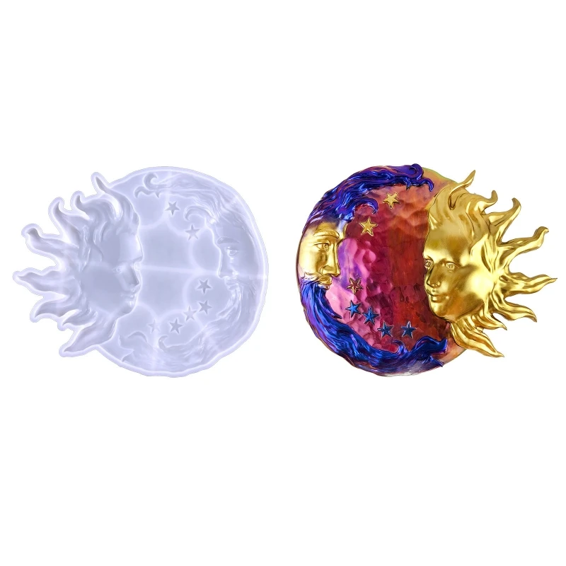 MXME Funny Moon for Sun Face Resin Mold DIY Craft Supply Making for Coaster Wall Deco