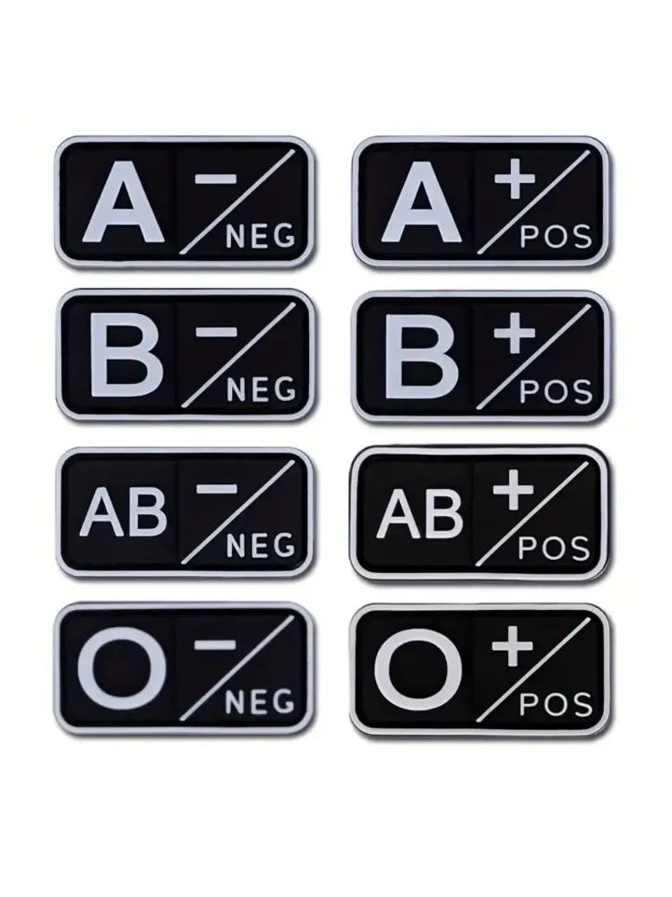 AliExpress NONE Blood Type Patch Sticker Set 8 Types Rubber Waterproof Decals For Tactical Gear