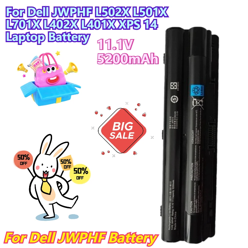 

11.1V 5200mAh for Dell JWPHF L502X L501X L701X L402X L401X XPS 14 Laptop Battery