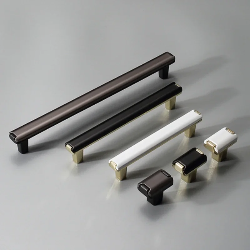 Modern Door Pull Furniture Cabinet Wardrobe Handle Drawer Kitchen Cupboard Metal Black White Chrome Luxury Dresser Square Knob