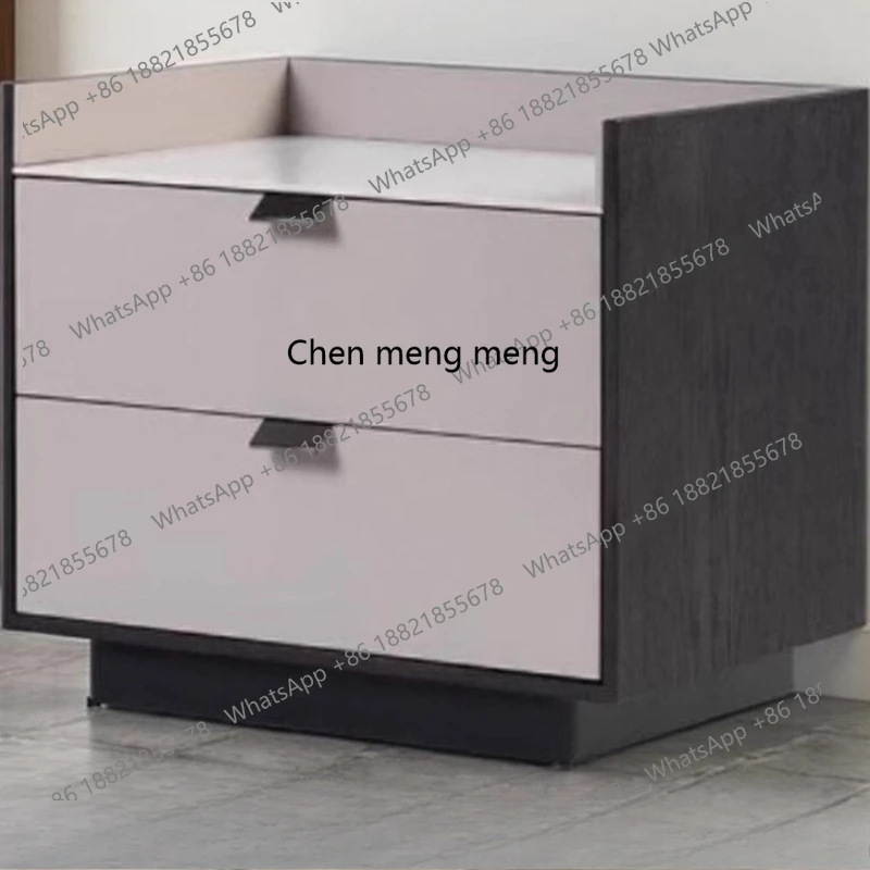 

New Luxury High-End Bedside Table Italian Style Rock Slab Eco-Friendly Solid Wood Bedside Table