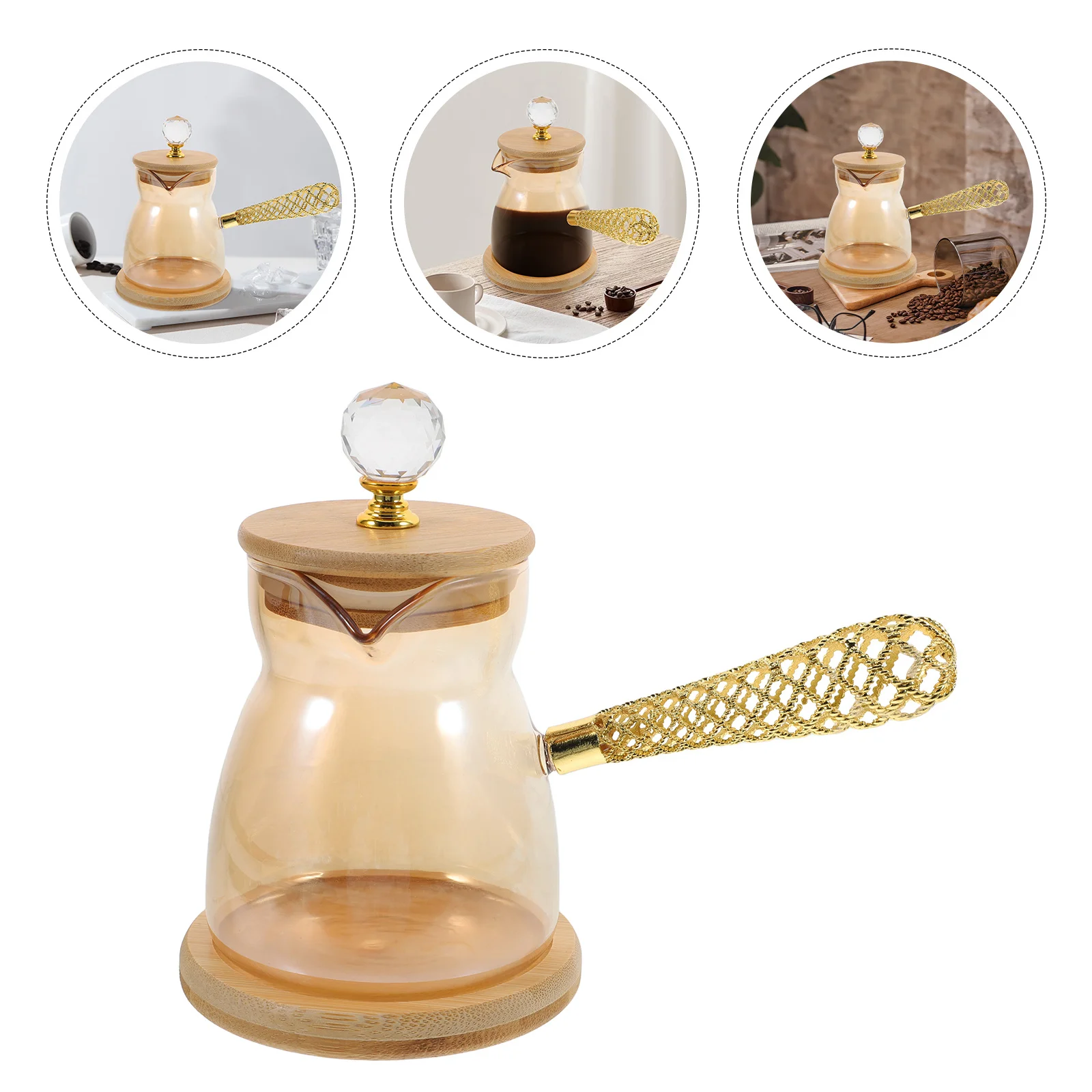 

Glass Coffee Teapot with Ergonomic Side Handle Heat Resistant Manual Brewing System for Home Office Coffee Station