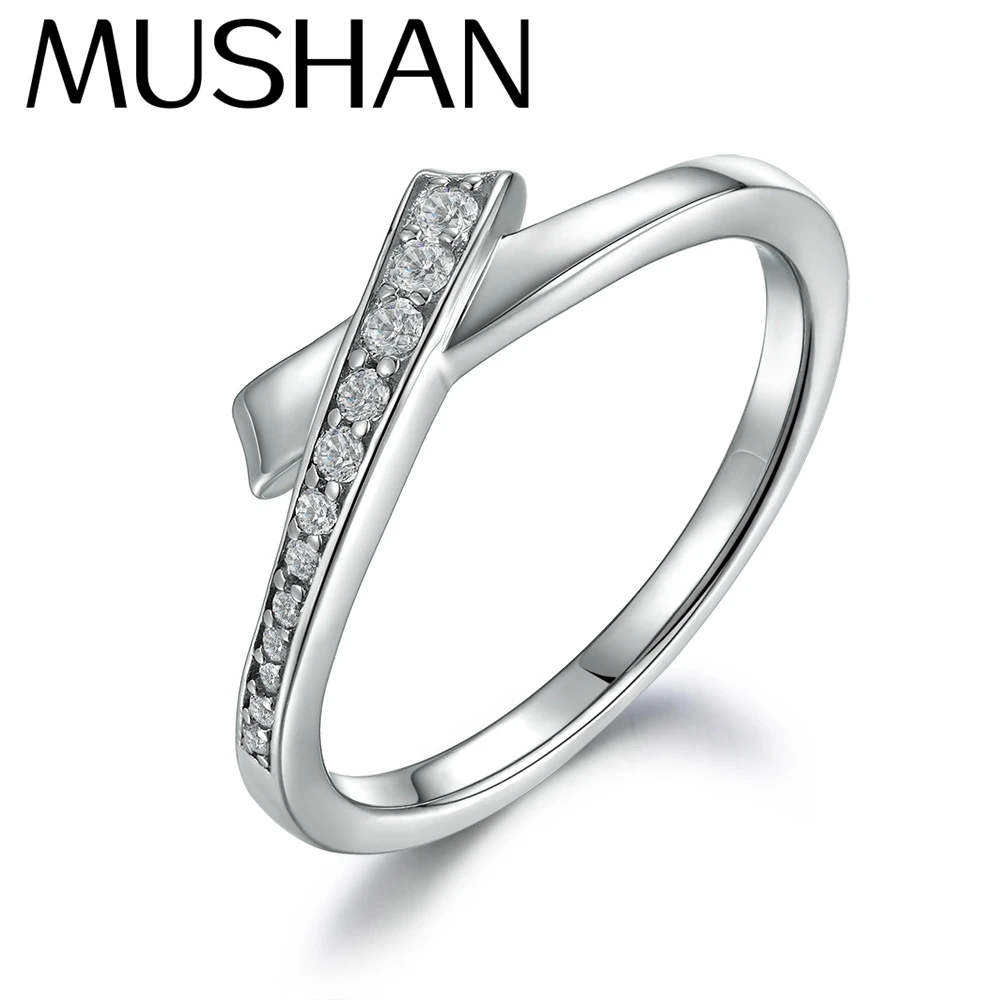 

MuShan Luxury Jewelry 925 Sterling Silver Ring Zircon 7A Grade Triangle Evening for Bride Real Gold Plated Fine Jewelry Rings