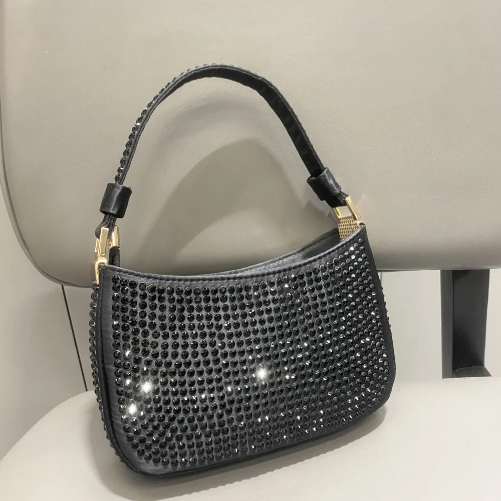 Imagem -04 - Bolsa com Alça de Strass Embreagem Noite Bolsas e Bolsa Designer de Luxo Hobo Cristal Brilhante Totes Alça Superior