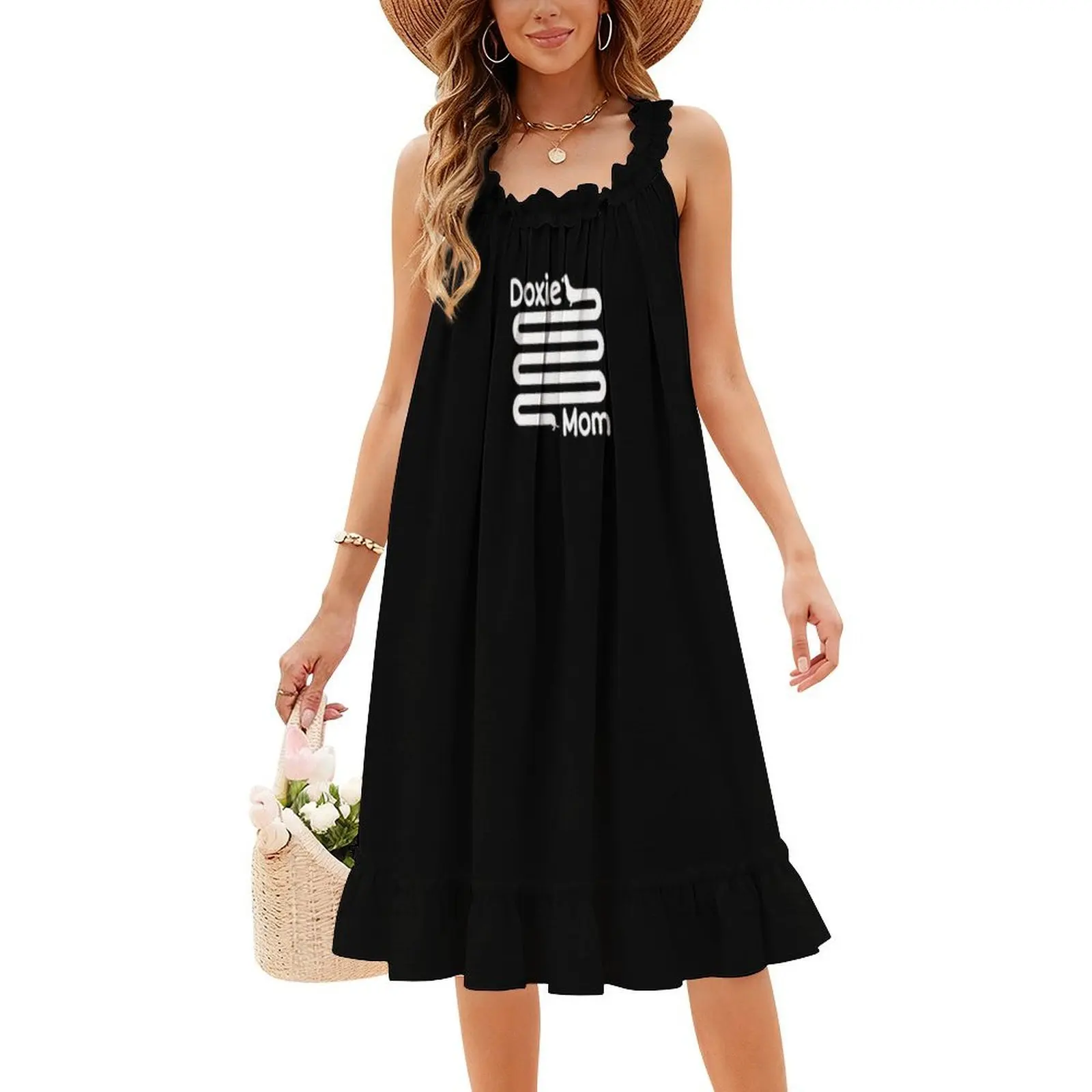 Funny Long Dachshund Doxie Mom Shirt Bohemian Sleeveless Dress Multi-Print Beach Vacation Party Dress Dachshund Dog Dad Dog view 4