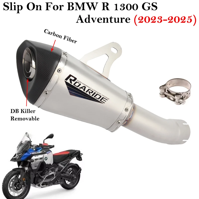 

For BMW R 1300 GS Adventure R1300GS ADV 2023-2025 Motorcycle Exhaust System Mid Link Pipe Escape Carbon Fiber Muffler DB Killer
