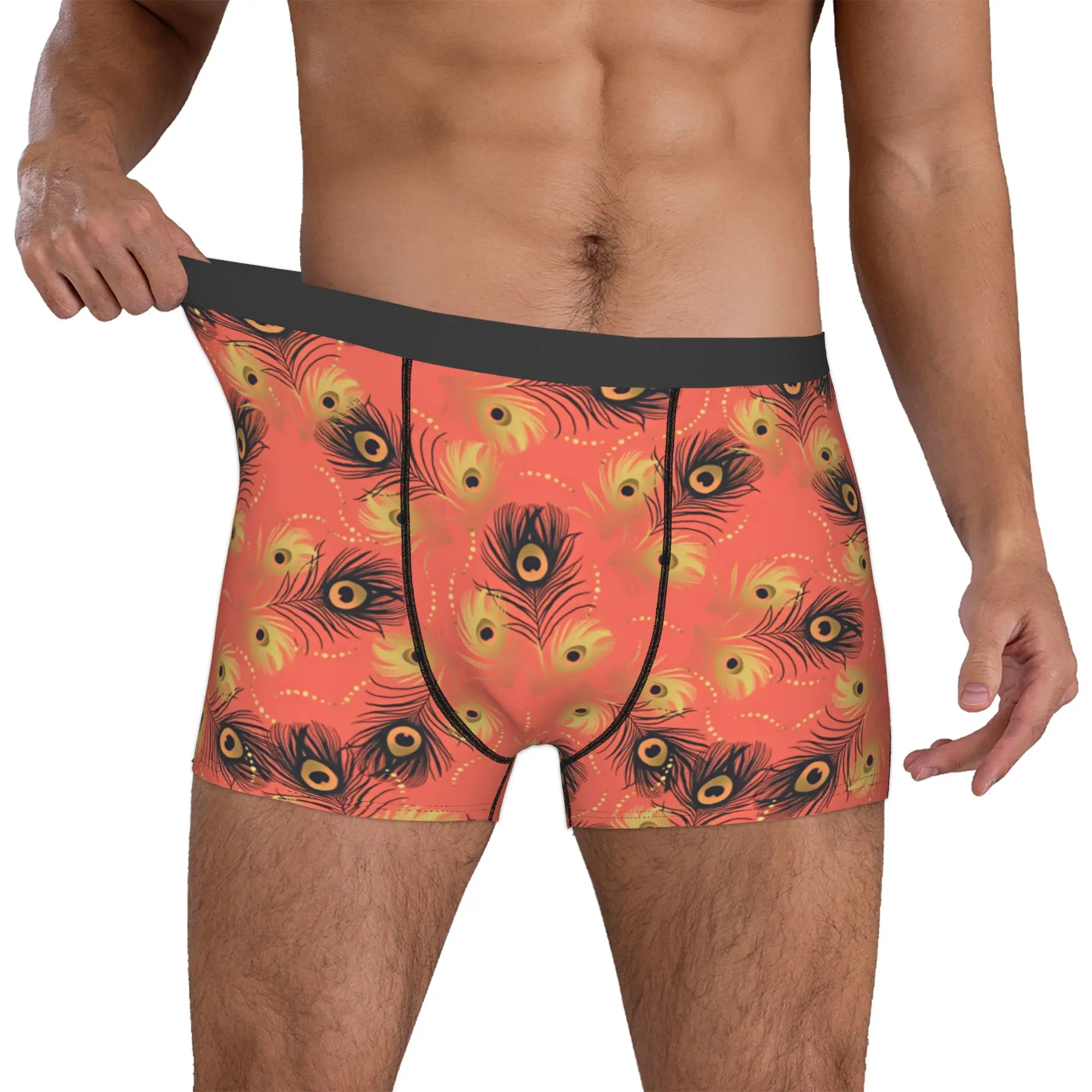 Peacock Feathers Seamless Pattern Boxer Shorts For Men 3D Print  Underwear Panties Briefs Soft Underpants