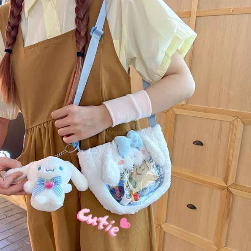 حقيبة كتف بلاستيكية شفافة من Sanrio للفتيات ، كارتون ، كورومي ، لحني ، دمية ، كروس بودي ، كوري ، لطيف ، ألم ، هدية ، جديدة #5